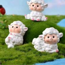 A Cute Resin Micro Landscape Ornament Featuring Animal Figurines Like Puppy, Piglet, And Lamb