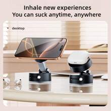 2025 New Vacuum Suction Magnetic Phone Holder, Foldable And Retractable Double-Sided Magnetic Phone Holder, Double Sided Suction Cup Magnetic Suction Multifunctional Phone Holder (Black) Compatible With IPhone, Android Phone, Gift For Birthday, Family, Friendscar Accessories, Car Phone Holder