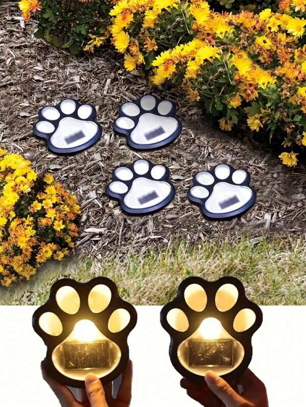 3pcs/2pcs/1pc Paw Print Solar Outdoor Lights, Solar Lights Outdoor Waterproof Dog Paw Lights, Cat Puppy Animal Garden Lights Path Paw Lamp Walkway Lighting For Patio,Yard,Any Pet Lover