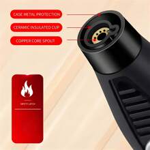 1 encendedor de antorcha de 1300°, llama azul con cierre de seguridad, encendedor de llama brillante, recargable a gas butano, resistente al viento, con llama de chorro fría, apto para velas, barbacoas, estufas de pared, regalo de camping (no incluye gas butano)
