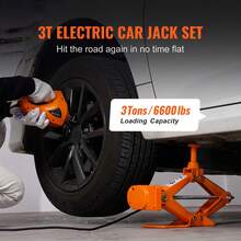Electric Car Jack, 3 Tons /6600 Lbs Scissor Jack With Electric Impact Wrench, 12V Car Jack With Double Saddles With Remote Control, Portable Car Jack Lifting For Sedan, SUV, Truck Tire Change - Orange - View 2