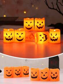 6Pcs Halloween Pumpkin Expressions Candles Light,Flameless Tealights Halloween Candles,Mini Horror Party Props, Pumpkin Light Expressions,Suitable,Battery Operated LED Tealights,For Home Party Decor, Party Supplies, Gifts, Bedroom Table Spooky Decor,Autumn Decoration, Day Of The Dead Candle Decoration,Fall Decor ,Halloween Decorations,Christmas Decorations,Halloween Home Decorations