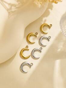 5pcs/Pack 304 Stainless Steel Smooth Moon Shaped Minimalist Versatile Accessories