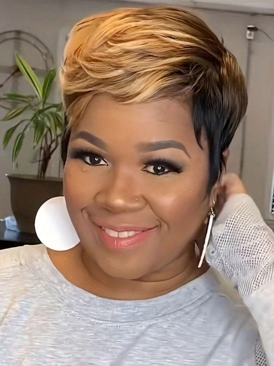 6-Inch Vibrant Wine Red Mixed Black Straight Bob Pixie Cut Wig - Heat Resistant, 6-Inch, 150% Density, Fashionable, Realistic, Soft, Breathable, Comfortable, Easy To Style, High-Quality Synthetic Fiber Wig For Women