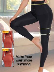 Woman's Shapewear Long Pants Yoga Pants High Waist Tmmy Control Pants - Black - View 6