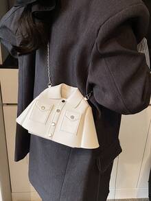 Retro Oily Skin Handbag, Casual Chain Shoulder Bag, Punk Vintage Pockets Decor, Solid Color PU Durable Material, Versatile Shoulder/Crossbody Strap, Halloween/Christmas Gift Bag, Retro Suit Case For Women, Suitable For Dating, Shopping, Travel, Casual Wear