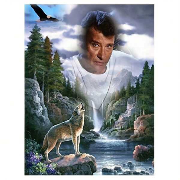 1pc [30*40cm/11.8*15.7in] 5D Acrylic Diamond Painting Kit, Landscape & Wolf Design, Suitable For Adult Beginners DIY Mosaic Diamond Art, Full Drill Handmade Diamond Painting, Wall Decor For Living Room, Bedroom, Office, Gift For Family & Friends, Frameless