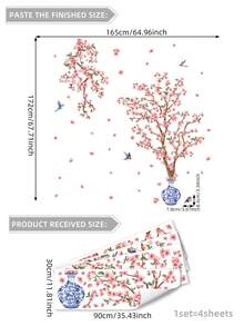 1set Peach Blossom Tree Branch And Birds Wall Stickers For Living Room And Bedroom Decoration, Stickers, Wall Decal, Vinyl Decal For Home Decorations, Spring Decoration Items Refresh Your Home, Rama Decoration Stickers Gifts Birthday Graduation - Multicolor - View 16