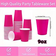 24/48 件热粉色纸杯，9 盎司一次性咖啡杯茶杯，冷热饮料杯生日婚礼派对用品节日野餐派对用品，适用于餐厅、餐车、厨房、办公室情人节 - 粉色 - 查看 2