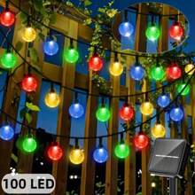 1pc Solar Crystal String Lights - 20/100/200 LED Fairy Lights With 8 Lighting Modes, Button Control Switch, Ideal Decorative Lights For Outdoor Wedding, Patio, Garden, Fence, Christmas And Halloween Parties