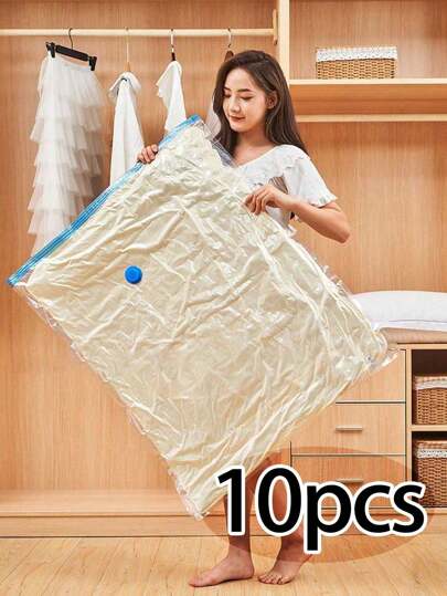 10/5/1pcs Portable PE Travel Storage Bags, Large Capacity Compression Bags, Reusable Vacuum Bags, Foldable Organizer Cubes, Printed Luggage Bags, Moisture-Proof, Dust-Proof, Space-Saving, Suitable For Clothes, Blankets, Shirts, Bedding, Bedroom, Closet, Bathroom, Outdoor Gear