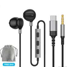 Écouteurs de type HIFI Type-C et 3,5 mm avec contrôle filaire magnétique. Écouteurs intra-auriculaires HIFI avec graves. Compatibles avec et Galaxy. Écouteurs avec micro mains libres.