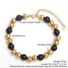 1pc Stretch Stainless Steel Bracelets Gold Sliver Color 2MM 5MM 8MM Stacked Ball Beaded Bracelet For Women Men Jewelry
