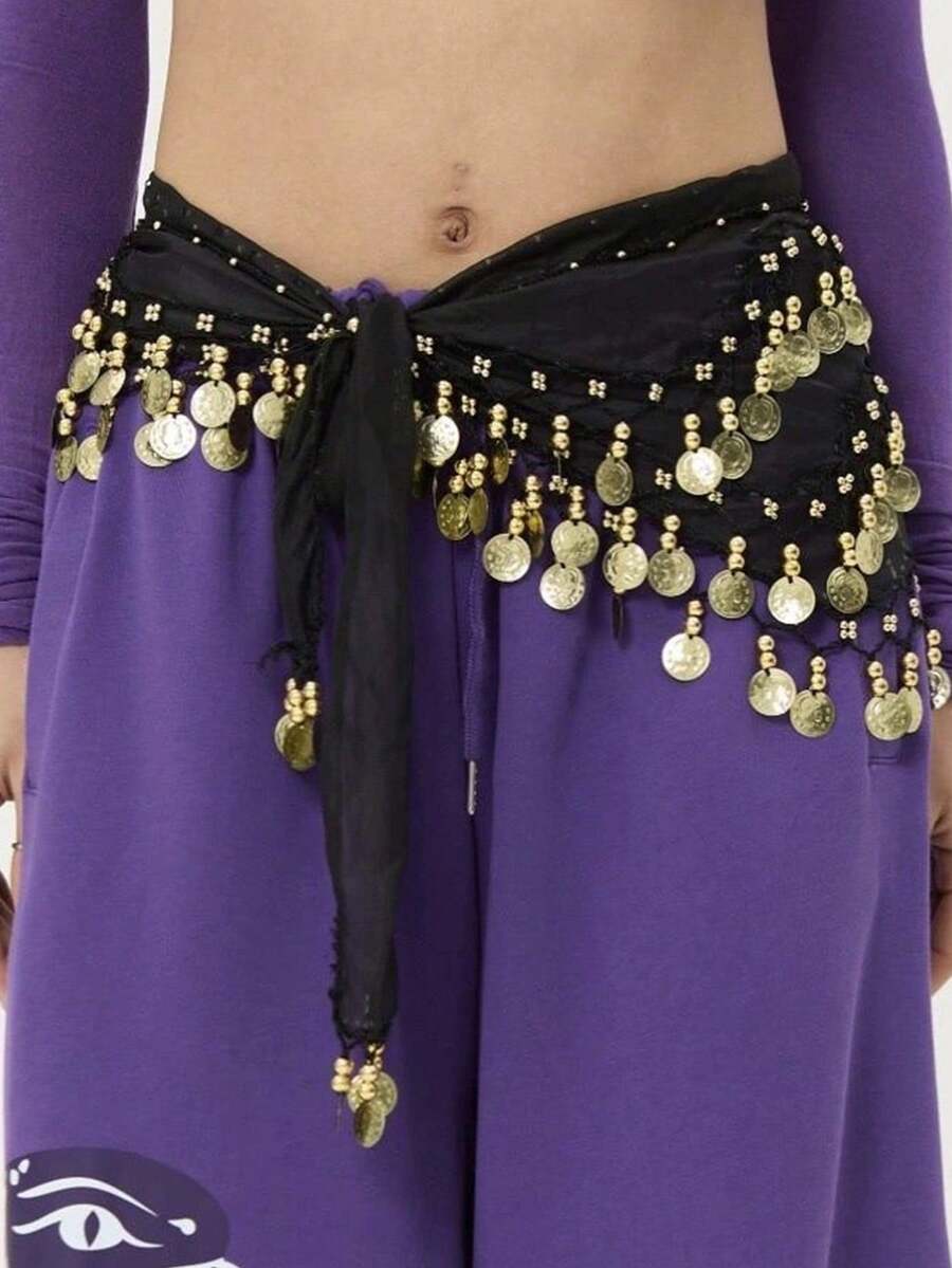1件装女士肚皮舞服装腰链裙，舞蹈练习腰巾，舞台表演腰部配饰，节日