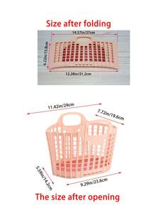 1/3 PCS, Plastic Foldable Storage Basket With Handle, Suitable For Home Bathroom And Laundry, Multi-Functional Storage, Snack And Sundries Storage, Suitable For Home Storage, Picnic Takeout