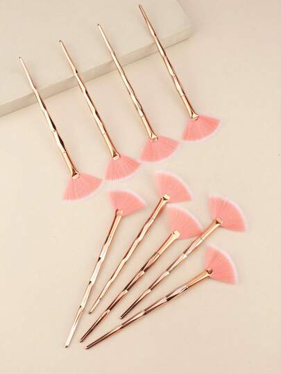 RANCAI 3/5/9支装扇形面膜刷，撕拉式面膜刷 - 柔软化妆扇形刷，带闪粉流沙手柄，可作粉底刷、遮瑕刷、腮红刷、修容刷、古铜粉刷、散粉刷等。