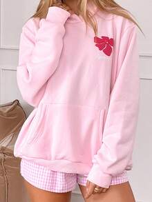 Honolulu Women's Casual Hooded Long Sleeve Sweatshirt - Solid Color, Smooth Polyester Fabric, 200g/M² Knit Fabric  Machine Washable   Pocket Detail