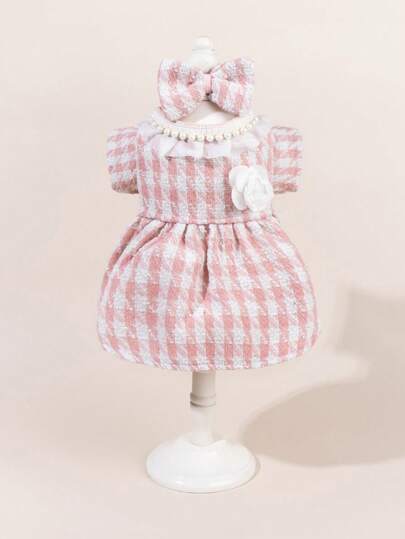 1 Set Pet Tulle Dress With Bow Tie, Cute Fashion Printed Dress + Bow Tie Pet Costume, Elastic Mesh Princess Pet Dress For Dogs & Cats