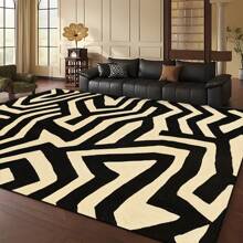 1pc Luxury Minimalist Line Art Patterned Carpet, 1100g High Density Faux Wool + TPR Washable Bottom, 0.6cm Thickness, Vintage European Botanical Elements Soft Shaggy Area Rug For Outdoor, Entryway, Living Room, Bedroom, Laundry Room, Bathroom, Machine Washable All Season Large Size Mat, Home Decor
