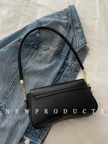 1 件 Low Tea 女士 PU 皮革复古法棍单肩包，顶部手柄设计带翻盖封口，适合旅行、购物、约会、女士礼物、通勤、户外、旅行、野餐