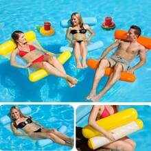 Letto galleggiante gonfiabile con sottobicchiere gonfiabile a forma di frutta, amaca d'acqua pieghevole, sedia a sdraio galleggiante per piscina, letto galleggiante per piscina con pompa d'aria, decorazione per festa in piscina