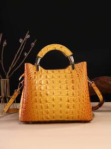 Elegant Crocodile Print Small Handbag, Fashionable Single-Shoulder Crossbody Wallet For Ladies, High-End Small Handbag With Multiple Compartments For Daily Use - Yellow - View 4