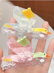 1pc Transparent Geese Fly South Pattern Cartoon Shark Claw Clip Hair Accessory, Versatile For Spring/Summer, New Arrival Women