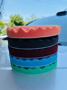 Disque de tampons de polissage ondulés de 8 pouces, éponge de polissage pour voiture - Éponge ondulée de tampons de cirage et de polissage, accessoire indispensable pour l'embellissement automobile