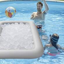 1 pièce seau à glace gonflable, porte-boisson/porte-fruit de forme carrée/rectangulaire, pour balle de ping-pong, bière, bar à salades, flotteur gonflable