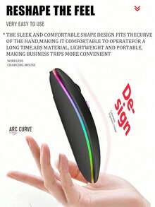 轻巧便携的 ABS 蓝牙双模无线鼠标，可充电静音电脑/笔记本电脑办公和游戏鼠标，带 2.4G 充电，7 色 RGB 背光无线鼠标