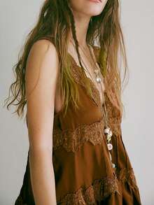 Womens Y2k Mini Dress Solid Color Lace Trim Ruffle V-Neck A Line Short Dresses Sleevelss Drop Waist Short Tunic Dress Summer Beach Sundress