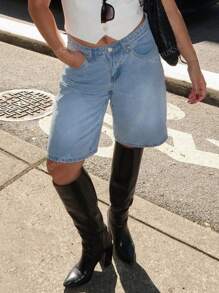 MYOURSA Summer Outfits Denim Bermuda Shorts Loose Fit