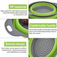 Silicone Folding Drain Basket Fruit Vegetable Washing Basket Foldable Strainer Colander Collapsible Drainer Kitchen Storage Tool