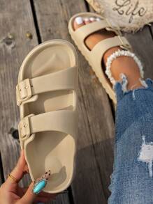 Unisex Casual EVA Slip-On Sandals, Thick Sole, Comfortable Breathable Plastic Beach/House Slippers, Suitable For Summer Spring Autumn, Outdoor/Indoor, Lightweight, Soft Sole, Ideal For Birthday/Holiday Gifts, Travel & Daily Wear