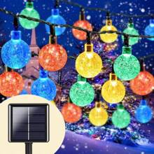 1 Conjunto de 20/30/50/100/200 Luzes de Corda Solares Esféricas de LED para Uso Externo, Luzes Solares Fadas Decorativas, Adequadas para Jardim, Terraço, Varanda, Casamento e Decoração de Natal, Ideal para o Natal