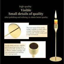 3pcs Set Simulated Gold Candle Holders, Smooth Glossy Finish, Column Shape With Candle Holder Top, Slim Stem, And Round Base, For Candle Placement, Creating Ambiance, Home Decor, Candlelight Dinner, Wedding, Anniversary