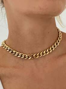 Tkool 1 pieza Collar de cadena gruesa elegante, accesorio de moda para mujer