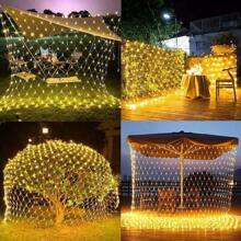 1 Peça Luzes de Rede Solar 96/192 LEDs, IP65 Impermeável Fio de Cobre 8 Modos Luzes Solares de Fada para Jardim, Pátio, Árvore, Festa de Natal, Casamento, Ação de Graças, Decoração de Pátio, Tiras de LED Solares de Fada, Luzes de Fada Solares Frescas de Jardim