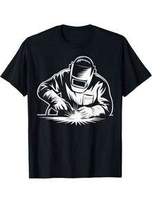 Welder Funny Welding T-ShirtCartoon Fun Creative T-Shirt Cartoon Fun Creative T-Shirt ZYMCN TRADING LIMITED - Black - View 1