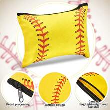 18 Pcs Softball Makeup Bag Softball Cosmetic Bag Softball Gifts For Girls Team Player Portable Travel Bags For Women Canvas Softball Goodie Bags Toiletry Softball Accessories Organizer Case Pouch