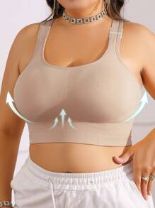 Plus Size Women Sports Bra With Lift, Shock Absorber, Seamless, Wireless, Breathable, Comfort