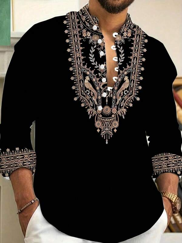 1 pièce Nouvelle chemise décontractée à manches longues et boutonnée pour homme, idéale pour le quotidien, les rassemblements extérieurs, cadeau parfait, automne