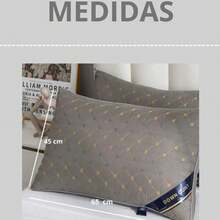 Juego de 2 almohadas a cuadros de soporte para la protección del cuello, 45*65, Soporte contorneado ergonómico ajustable ortopédico, Para dormir de lado y de espalda, Funda extraíble para mayor comodidad al dormir, 3 Colores: azul marino, blanco y gris - Gris - Ver 3