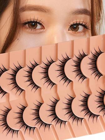  Hinarin 7对湿假睫毛自然妆效动漫睫毛纤细轻盈尖头假睫毛3D娃娃睫毛延长韩国日本亚洲角色扮演睫毛