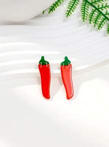1 Par de Pendientes elegantes de Accesorios para Mujer de Estilo Fashionable con Frutas Dulces como Limón, Piña y Chili