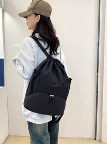 1pc Large Capacity Lightweight Portable Solid Color Fashion Minimalist Gym Bag, Dry&Wet Separation, Multi-Pocket, Convenient For Fitness, Indoor, Outdoor, Hiking, Backpack