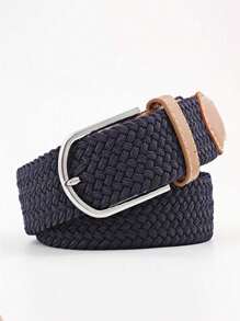 1 pieza Cinturón tejido elástico, cinturón de lona casual para mujer, cinturón elástico para hombre