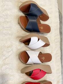 SANDALIA   Vacación  De moda  Playa  Casual  casual    Cruzado    Playa  Vacaciones  Vacación  Oficina  Casa - Blanco - Ver 4