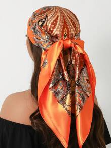 1 peça de cachecol moderno para todas as estações, cachecol quadrado estampado para mulheres, bandana feminina para uso diário, novo lenço de cabeça com proteção solar
