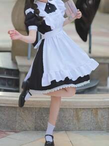 Uniforme de criada estilo lolita británico clásico, disfraz de camarero/a de anime/cómic para cosplay, café y Halloween